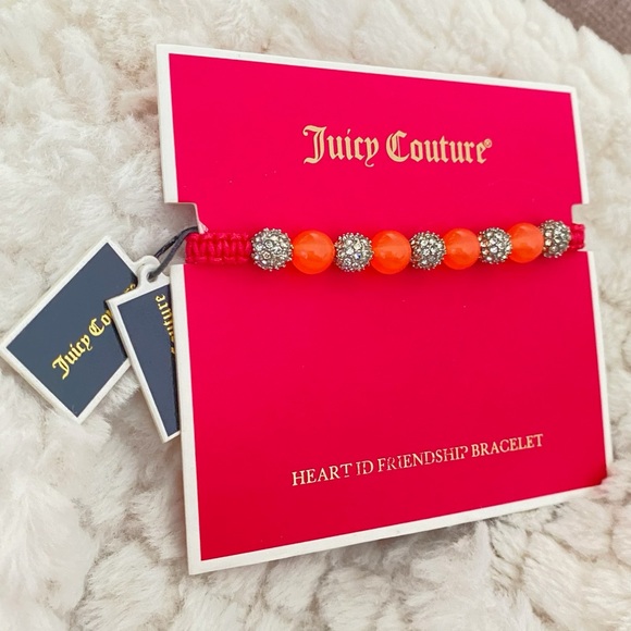 Juicy Couture Orange Silver Crystal Beads Friendship Adjustable Bracelet NWT - Picture 9 of 13